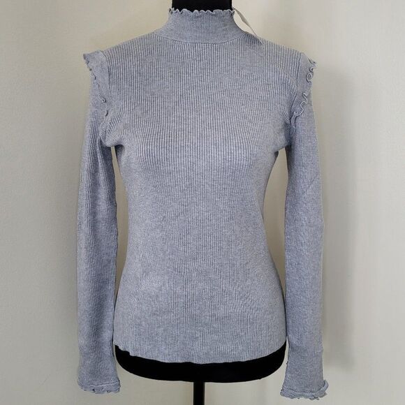 Hooked Up by IOT Juniors' Lettuce-Edge Ribbed-Knit Sweater - Picture 1 of 2